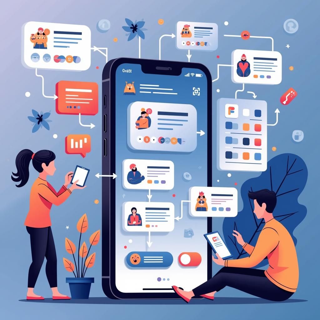 Ionic app development — UI graph and neural network illustration